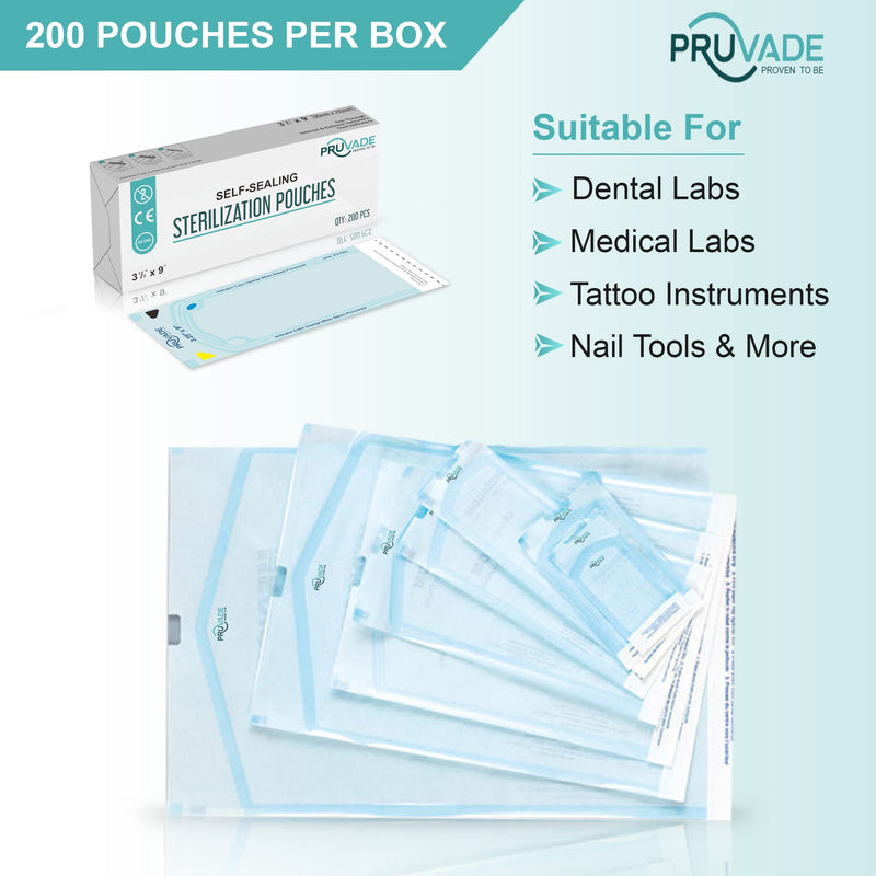 [Australia - AusPower] - Sterilization Pouches - 200 Pack 3.5” x 10” Sterilizer Bags for Dental Offices - Autoclave Self Sealing Sterilization Pouch for Dental Instruments, Nail Techs, Tattoo, Medical Lab- 3.5” x 10” 3.5" X 10" 