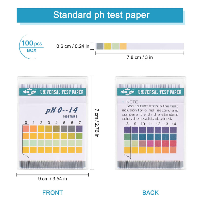 [Australia - AusPower] - PH Test Strips 0-14, 100PCS Universal PH Measure Paper Ph-Indicator Strip to Test Drinking Water, Food, Pools, Aquariums, Saliva, Urine, Lab Monitoring 