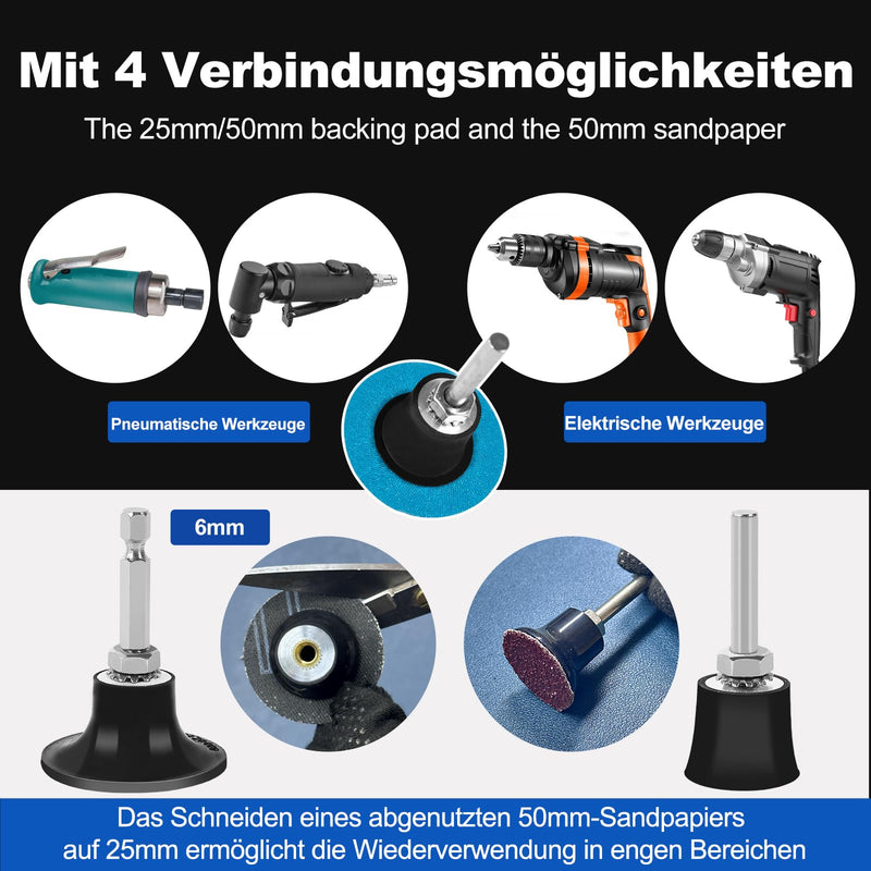 136 pieces CSD sanding discs, grinding tool set, 50 mm A/O quick release disc, wheel hub grinder for mini compressed air sander, grinding wheel, grinding, polish, burr, paint removal | Drill Grinding Attachment with 1/4" Shank Holder Lock for Surface T...