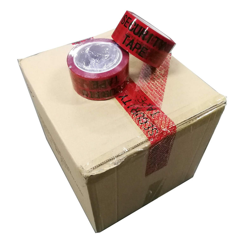 1 Roll 100% Total Transfer Tamper Evident Security Packing Tape (2 Inches x 55 Yards x 2 Mil, Ultra-Thick “Void” Film, Red)