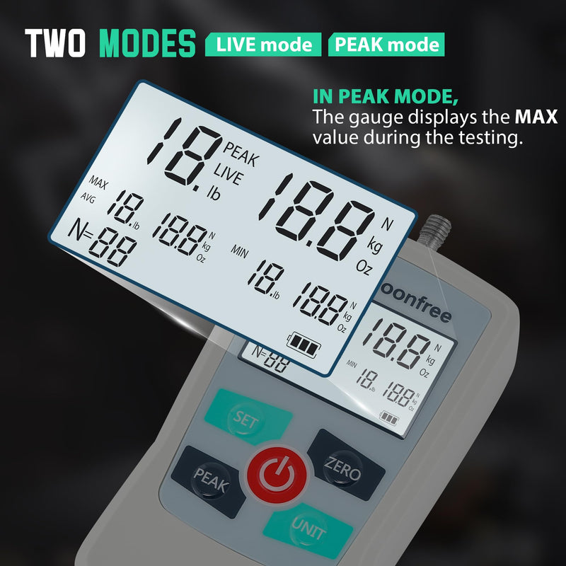 [Australia - AusPower] - 12LB Trigger Pull Gauge Digital Force Gauge Push Pull Meter Scale with Units LB+Oz/N/Kg, Data Storage for MAX/MIN/AVG Values, Upgrade Version MMF-12LB 
