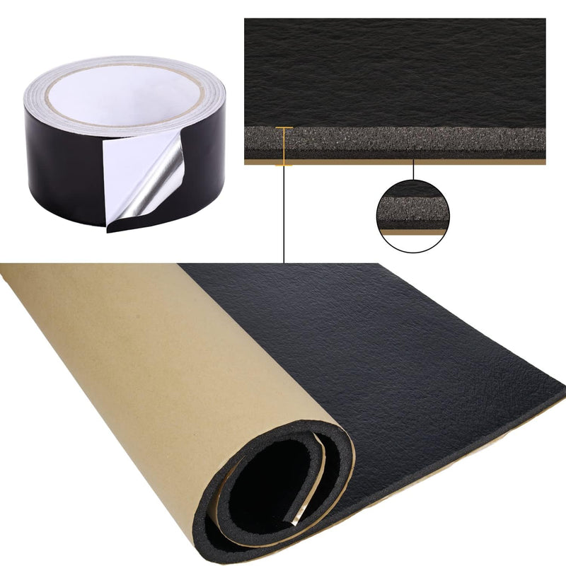 Black Aluminum Foil Tape - Car Sound Deadening Insulation Sealing Tape, Heat Resistant, Sound Dampening, Heavy Duty Waterproof, 2in x 66ft Black