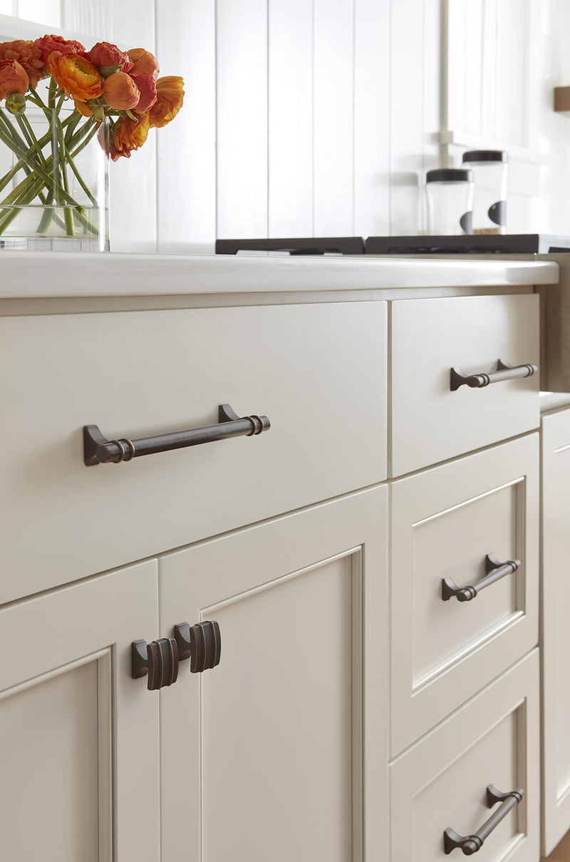 [Australia - AusPower] - Amerock | Cabinet Pull | Oil Rubbed Bronze | 5-1/16 inch (128 mm) Center to Center | Davenport | 1 Pack | Drawer Pull | Drawer Handle | Cabinet Hardware 5-1/16 inch (128mm) Center-to-Center 