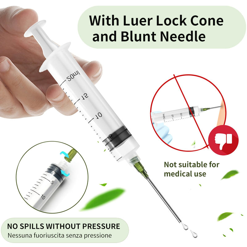 Luer Lock Syringe 20 ml Plastic Syringe Set of 5 | Syringe class with 14G blunt dispensing needle and cap, plastic syringe with measurement, feeding syringe for dispensing