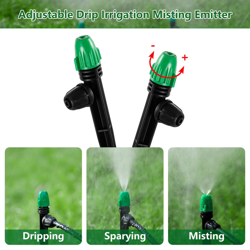 [Australia - AusPower] - 30PCS Drip Irrigation Misting Drippers with Lock Barbed for 1/4" Irrigation Tubing Leak-proof Adjustable Drip Irrigation Spray Emitters 6" Sturdy Stake for Garden Watering System 30PCS Misting 
