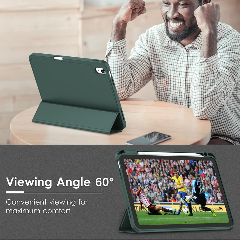 [Australia - AusPower] - ZryXal New iPad 10th Generation Case 10.9 Inch 2022 with Pencil Holder, Smart iPad Case with Soft TPU Back [Support Auto Wake/Sleep] (New Midnight Green) New Midnight Green 