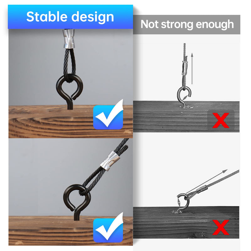 [Australia - AusPower] - Muzata 10Pack 3.3Inch M6 Black Screw Eye Hooks Stainless Steel Heavy Duty Screw for Wood Securing Cables Wire Terminal Ring Eyelet Stand Self Tapping Eye Bolt Indoor Outdoor CR18 10P 