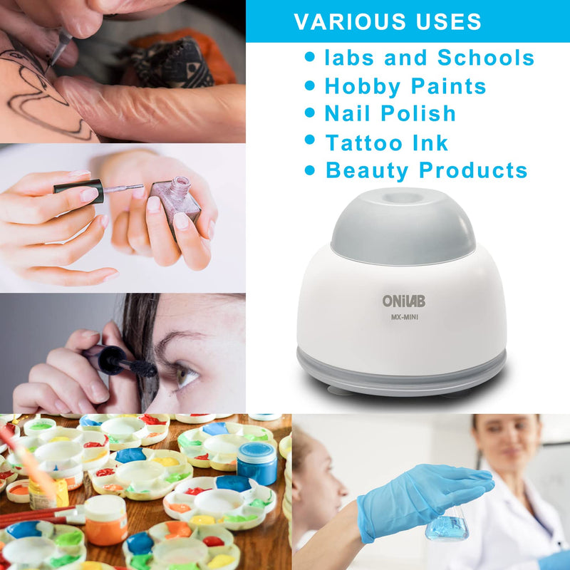 [Australia - AusPower] - ONiLAB Mini Vortex Mixer with Touch Function, Lab Mixing, Nail Polish,Eyelash Adhesives and Acrylic Paints Mixing, Lab Vortexer for Tubes,Include 120 pcs Stainless Steel Mixing Balls Round-gray 