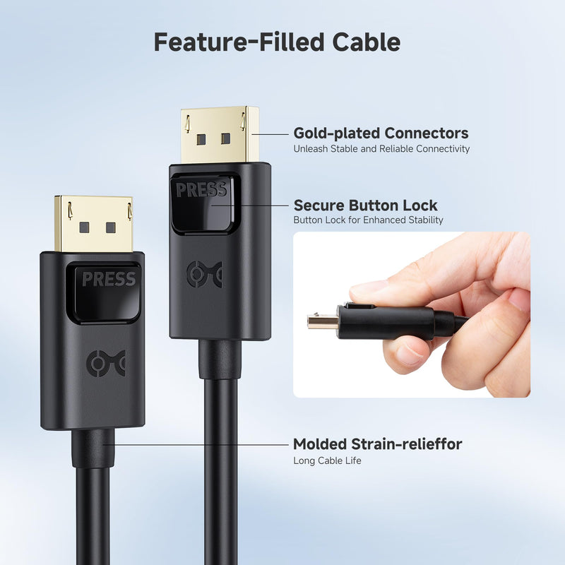 Cable Matters Long DisplayPort to DisplayPort Cable - 35ft, Supports up to 2K@60Hz, Male to Male Computer Monitor Cable, DP Cord, Black 35 Feet 1-Pack