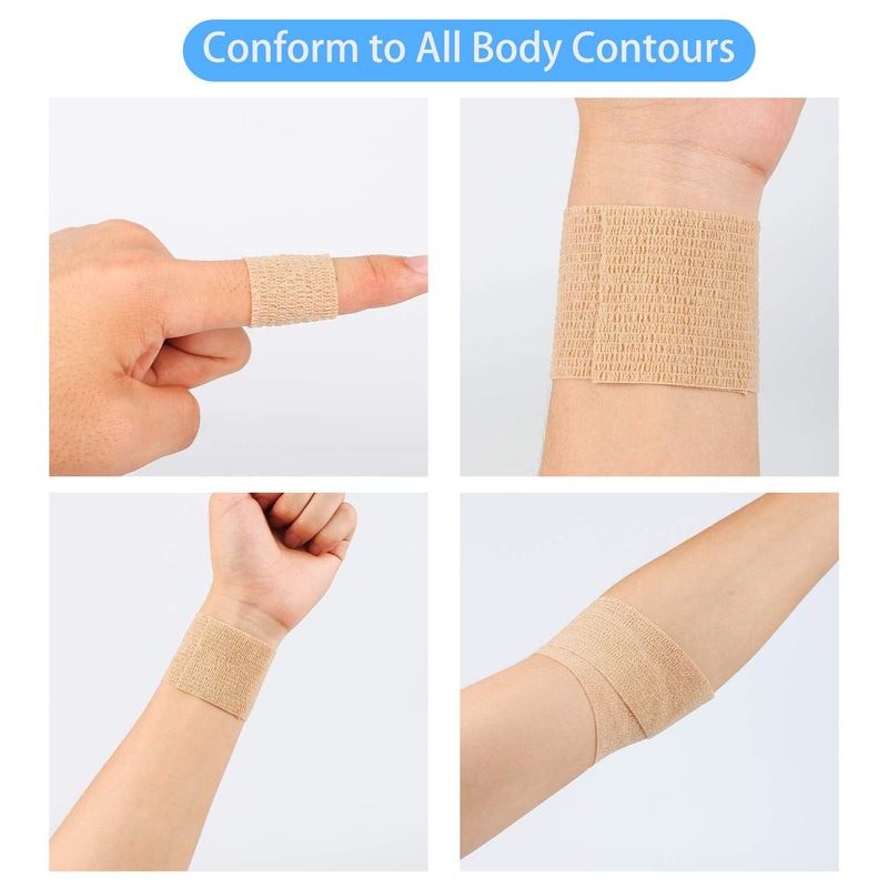 [Australia - AusPower] - 12 Pack Self Adherent Cohesive Wrap Bandages 2 Inches X 5 Yards,First Aid Tape, Elastic Self Adhesive Tape, Athletic, Sports wrap Tape, Bandage Wrap for Sports, Wrist, Skin Colour Athletic Tape 12 Count (Pack of 1) 