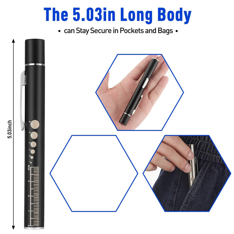 [Australia - AusPower] - Honoson Pen Light, Reusable LED Penlight for Students Doctors Nurses with 2 Light LED Sources, USB Rechargeable, Extra Warm Light Bulb, Pocket Clip (Black, Silver,2 Pieces) Black, Silver 