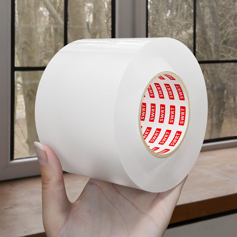 SWRT 3”x 60 YD 8 Mil Heavy Duty Transparent Window Weather Sealing Tape, No Residue Window Insulation for Winter, Preventing Cold Air Loss in Summer Door and Window Seal Kit 3''× 60 YD