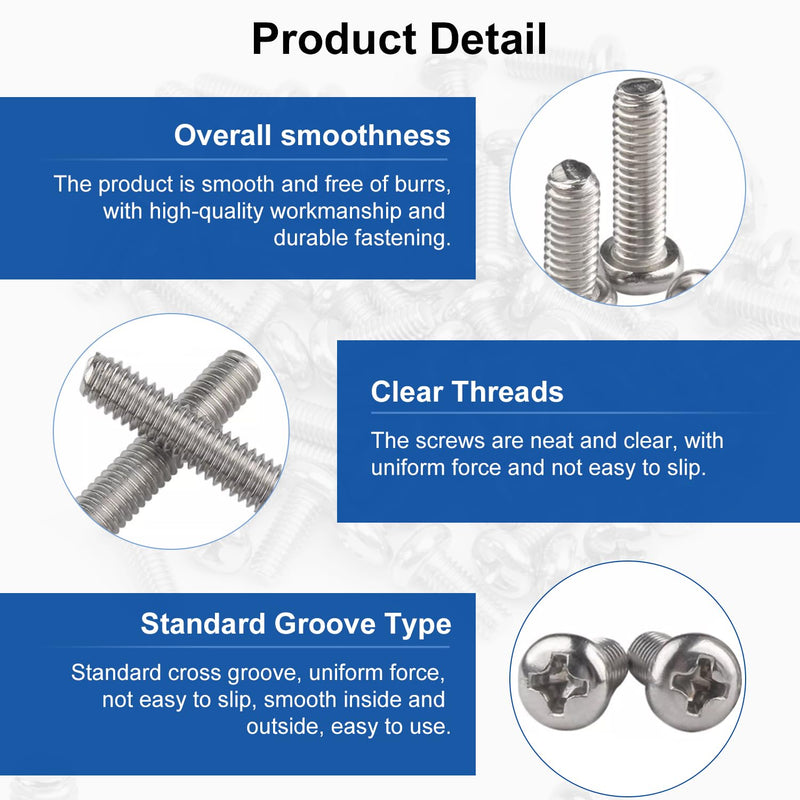 [Australia - AusPower] - MroMax M2.5 x 6mm Machine Screws Pan Phillips Cross Head Screw 304 Stainless Steel Fasteners Bolts Silver Gray 100Pcs 100 