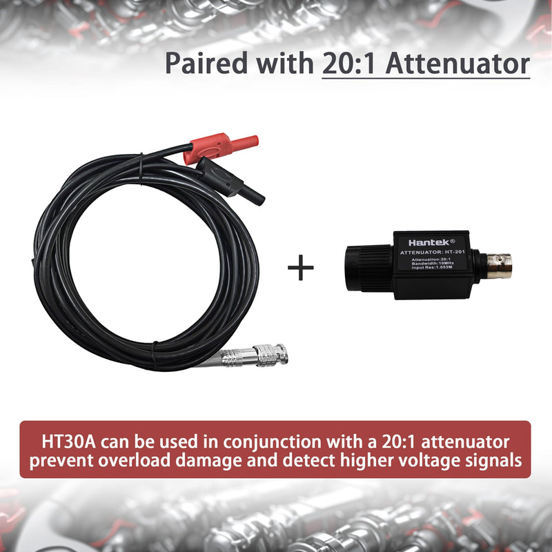 Hantek HT30A Automotive Test Lead 3m BNC-to-Banana Plug for Automotive Measurement | Special cable for automotive measurements, oscilloscope accessory with 3m length, BNC-to-banana plug for precise automotive test signals