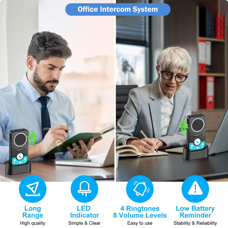[Australia - AusPower] - Intercoms Wireless for Home, 2 Way Audio Hands-Free Long Range Wireless Intercom System, 4 Ringtones 8 Volume Levels, Up to 10 Days Standby Intercom Syetem for House, Office, Classroom, Black 