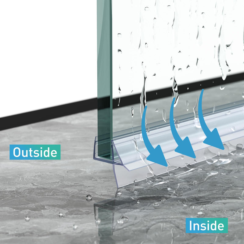 Shower Door Bottom Seal, 2 PCS 1/4" x 36" Shower Door Sweep for 1/4 Inch Glass, Frameless Glass Door Seal Strip,Stop Shower Leaks and Create a Water Barrier (6MM) For 1/4" Glass