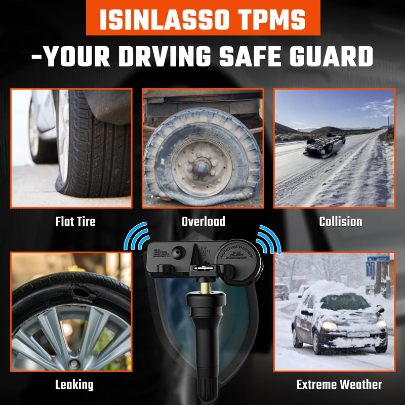 [Australia - AusPower] - TPMS Sensor, 433 MHz Tire Pressure Sensors Fit for Chrysler 300 Challenger, Dodge Grand Caravan, Ram 1500 2500 3500 4500 5500, Jeep Compass Grand Cherokee Wrangler 56029398AB 4 pcs 4pcs 