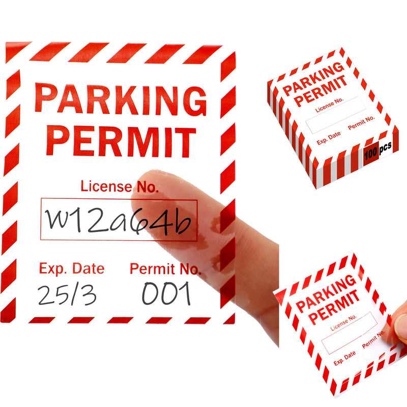 100 Pack Writable Static Cling Parking Decal Parking Car Permit Labels Stickers 2.5" x 2" Numbered 001-100 Clear Labels