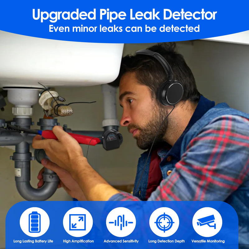Water Leakage Detection for Home, Underground Water Leak Detector Sensor Alarm for Home, Pipe Leak Leakage Detector Sound Intensifier for Site Construction, Tube Construction, Car Maintenance (#2) #2
