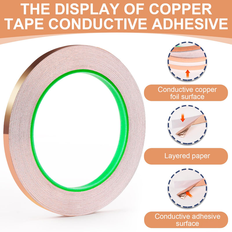 [Australia - AusPower] - LOVIMAG Copper Tape (1/4inchX82.5FT), Copper Foil Tape for Stained Glass, Copper Tape Conductive Adhesive for Guitar and EMI Shielding, Soldering, Crafts, Electrical Repairs, Grounding, DIY(1Rolls) 6.35mmx25m-1p 