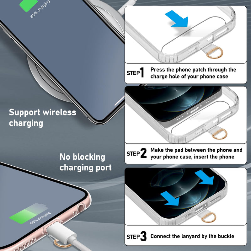 [Australia - AusPower] - Cell Phone Lanyard Pads, Thinner Durable TPU Phone Patch Clear Universal Phone Tether Tab Without Adhesive (2*clear) 2*clear 