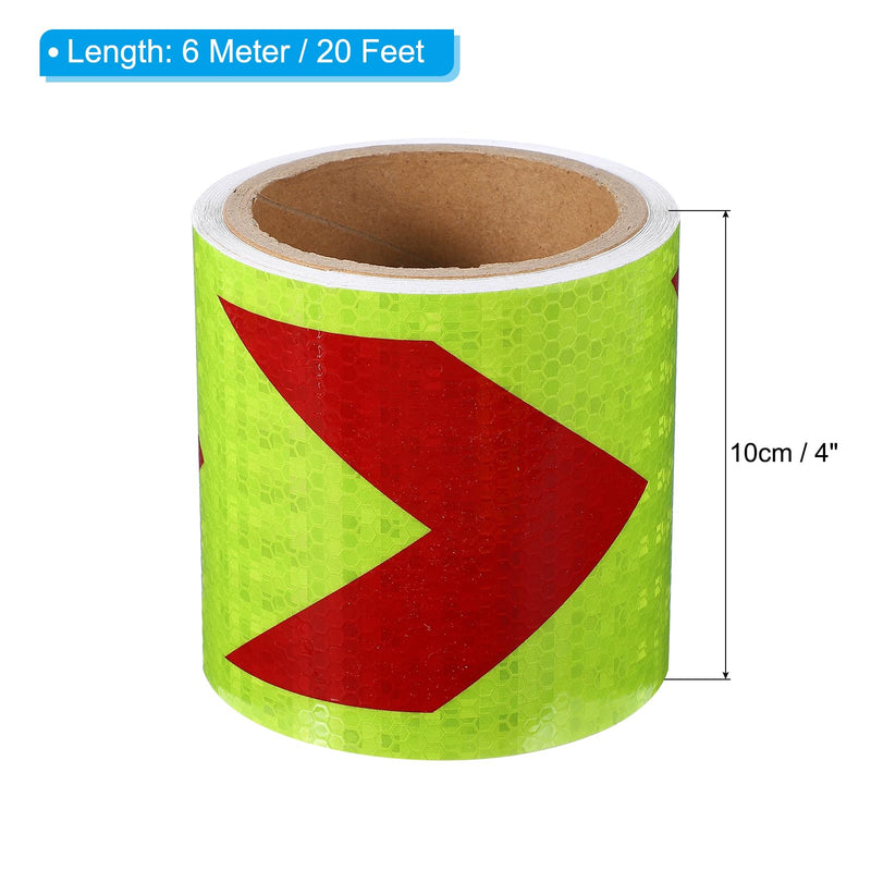 PATIKIL Reflective Tape, 4 Inch x 20 ft Waterproof Self Adhesive High Visibility Safety Warning Arrow Tape Outdoor Reflectors for Trucks Trailers Cars, Yellow Red