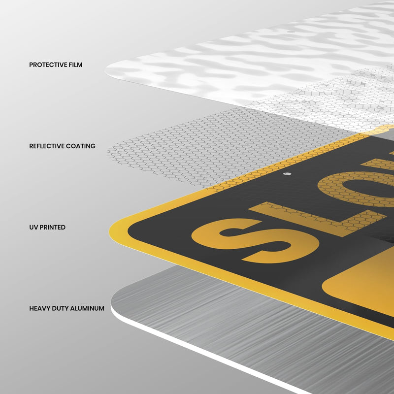 2 Pack Slow Pedestrian Crossing Sign 18 × 12 Inches High Reflective Waterproof Aluminum Metal Safety Warning Signage with Pre-Drilled Holes for Indoor Outdoor Use
