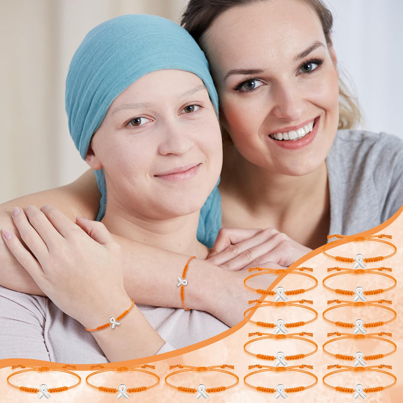 Sasylvia 20/50/100/150 Pcs Leukemia Awareness Bracelets Orange Ribbon Bracelets Leukemia Lymphoma Cerebral Cancer Awareness Support Wristbands for Women Man Social Charity Welfare Event 100