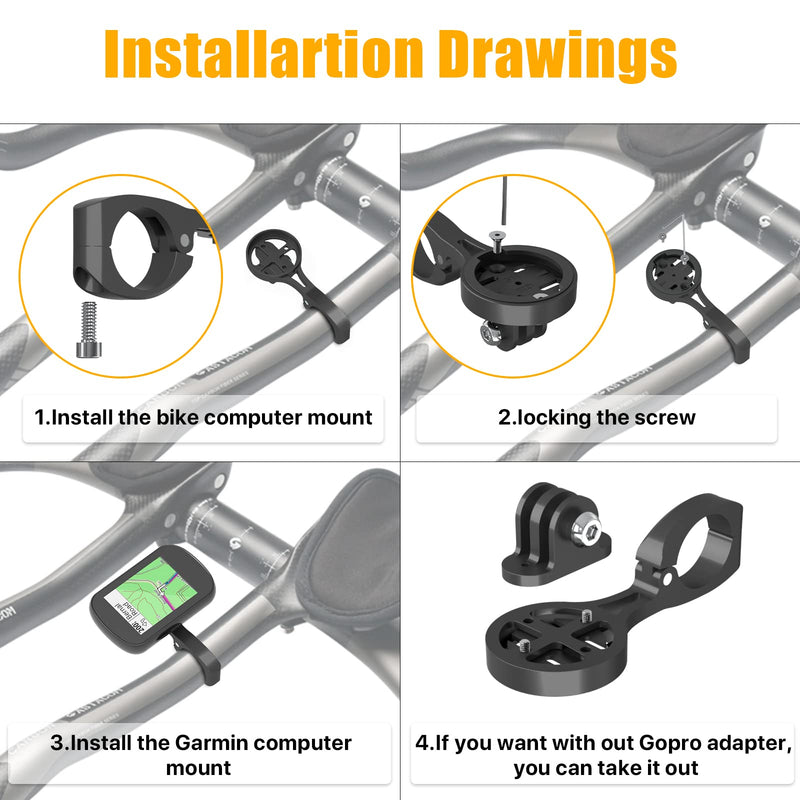 [Australia - AusPower] - Bike Computer Mount For Aero Bars - Aero Bar Bike Computer Mount For Garmin Edge, Aero Bar Computer Mount Compatible with Garmin GPS Bike Computer, Wahoo, Bryton, Cateye, GoPro Full Range & Flashlight Black 