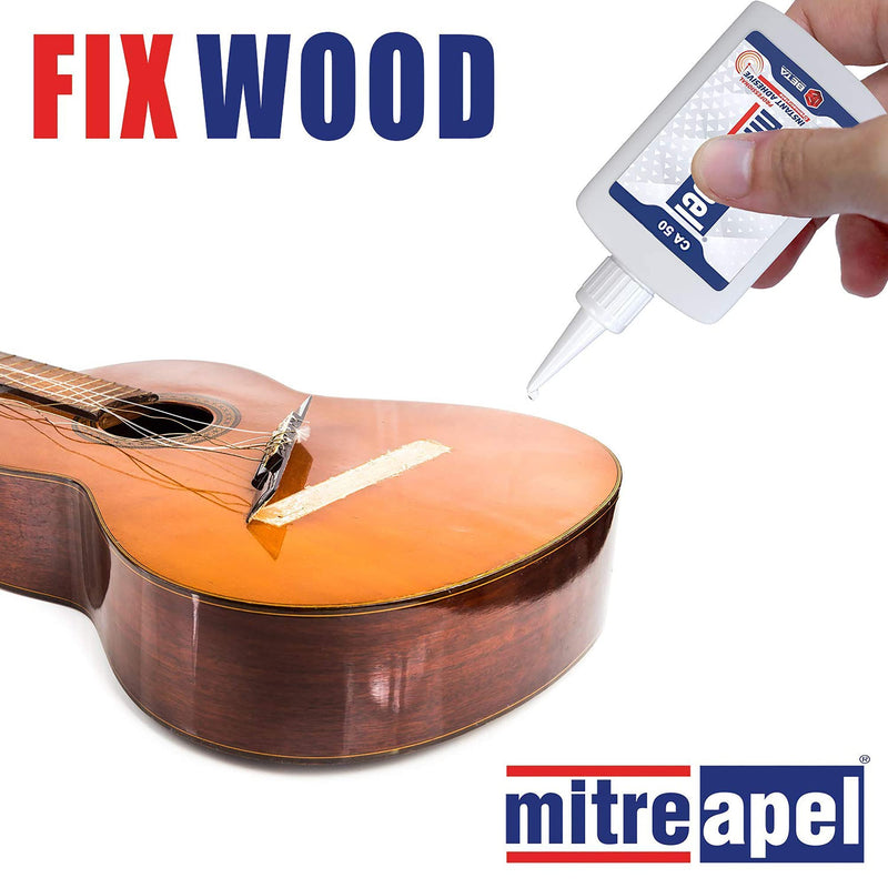 [Australia - AusPower] - MITREAPEL Ca Glue with Activator (2 x 1.7 oz - 2 x 6.7 fl oz), Ca Glue for Woodworking, Cyanoacrylate Glue and Activator for Wood, Plastic, Metal, Leather, Ceramic and Craft - Instant Bond - 2 Pack 