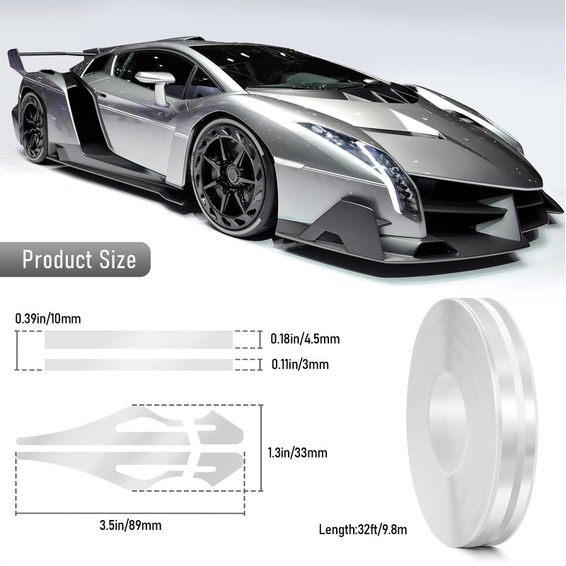 2 Rolls 32Ft Car Pinstripe Tape, Automotive Pinstriping Tape Stickers Vinyl DIY Stripes Pinstripe Emblems Trim Decals for Car, SUVs, Pickups, Motorcycle and Boat, Racing Stripes (Silver) Silver-2