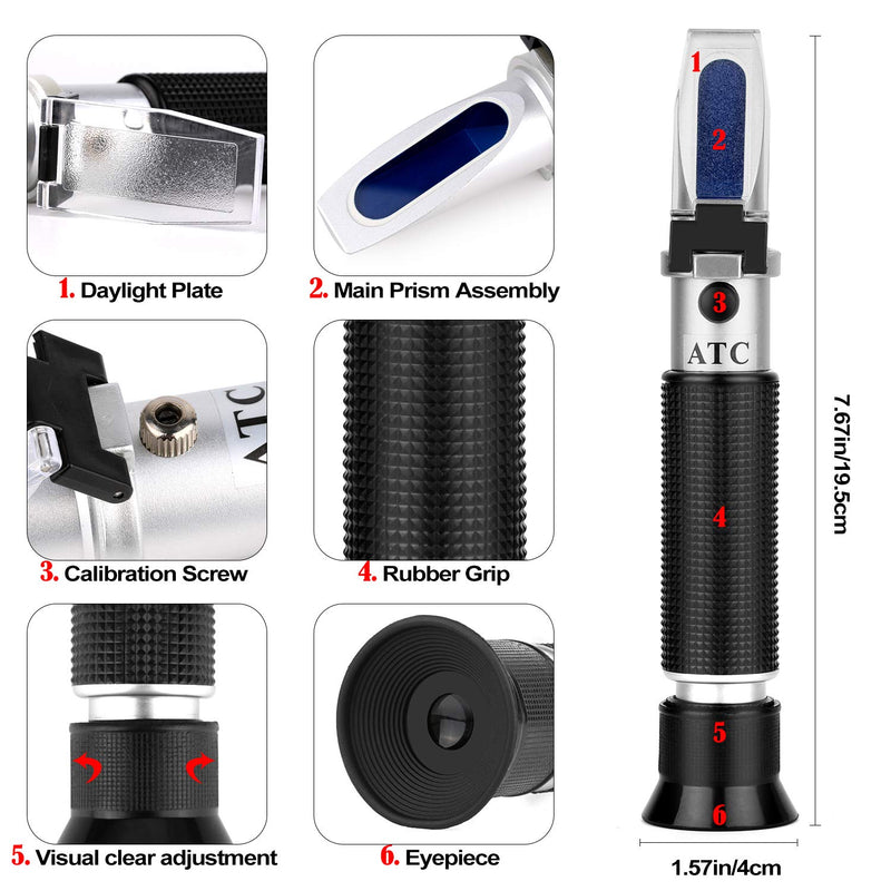 [Australia - AusPower] - Optical Hydrometer, LEERCHUANG Alcohol Refractometer (0-80% v/v) for Distilled Spirits, Alcohol Content Measurement Meter in Alcohol Liquor Products - Not Suitable for Beer or Wine Spirits Measurement 