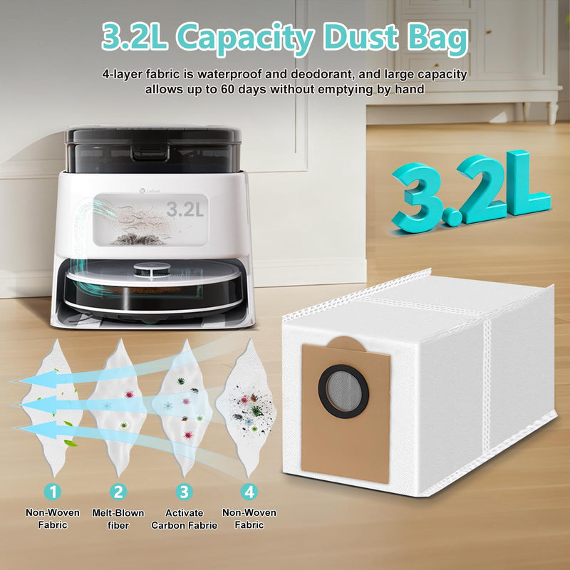 22 Pack Replacement Parts for Lefant M3/ M3 Max Robot Vacuum Cleaner, 1 Main Brush 4 HEPA Filter 4 Mop Pad 6 Dust Bag 6 Side Brush 1 Cleaing Tool