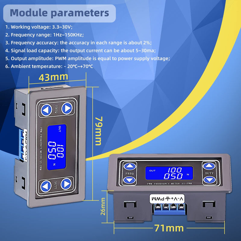 [Australia - AusPower] - Adjustable Signal Generator,PWM Pulse Frequency Duty Cycle Rectangular Wave Square Wave Signal Generator DC 3.3-35V 5-30mA LCD Display Module 3.3V-35V Adjustable 