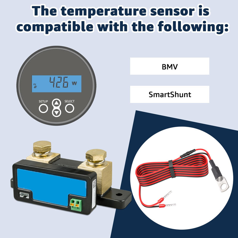 [Australia - AusPower] - Temperature Sensor Compatible with Victron Energy for BMV-702/712 – Battery Monitor Accessory, Compatible with Victron BMV-712 & BMV-702, Enhances Charging Accuracy 