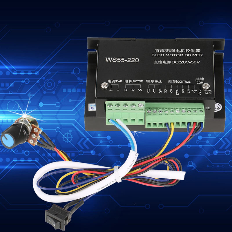 [Australia - AusPower] - Brushless Motor Controller, WS55-220 BLDC Motor, DC 48V 500W CNC Controller, for CNC Machine, Jade Grinding, Vibrating Motor 