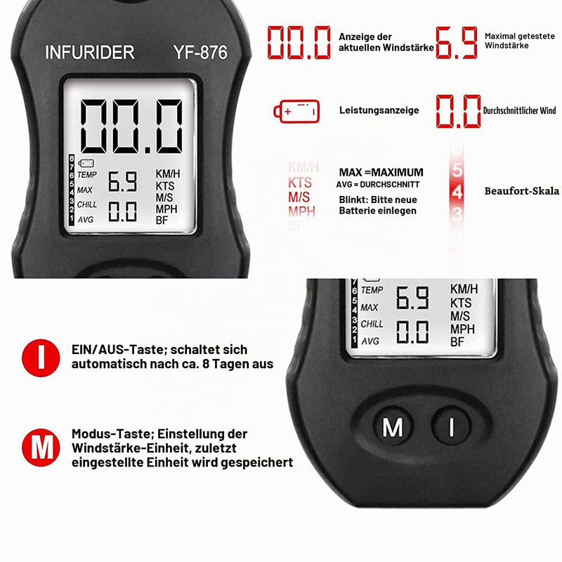 Handheld Wind Gauge, YF-876 Digital Anemometer Wind Meter for Wind Speed Meter, Wind Direction Meter with Compass for Outdoor Activities with HVAC Drone 1. YF-876 (upgraded)