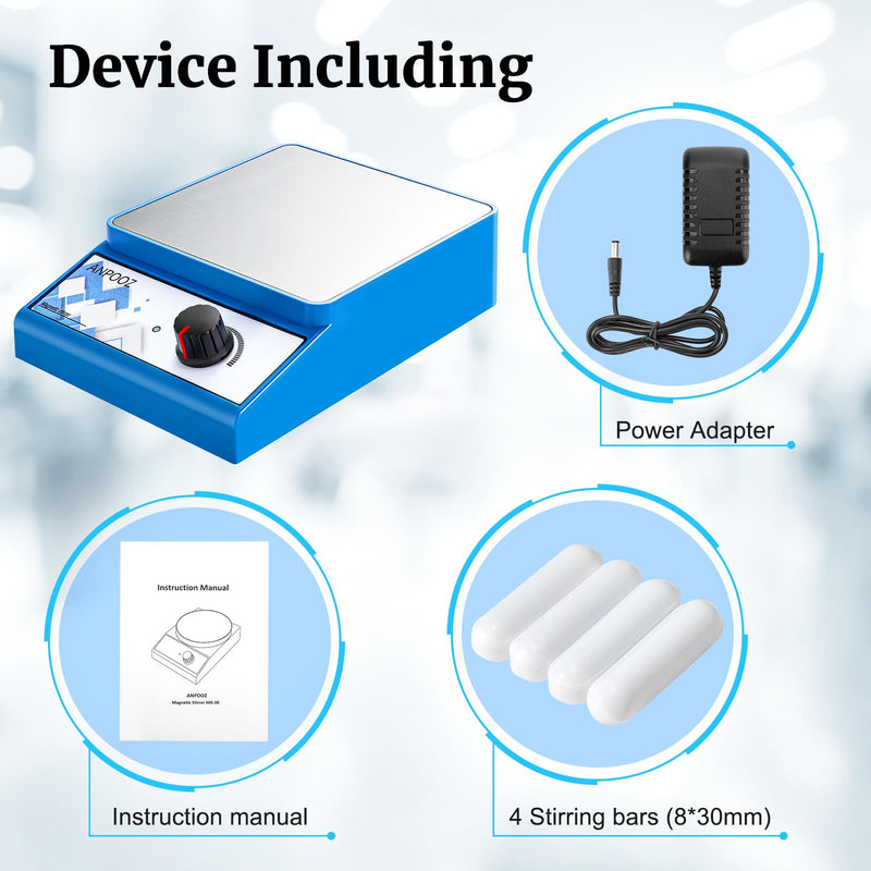 [Australia - AusPower] - Magnetic Stirrer with 4 PCS Stir Bars, Stir Plate 3000RPM Magnetic Mixer 3000mL Lab Stirrers (No Heating) Square Blue 