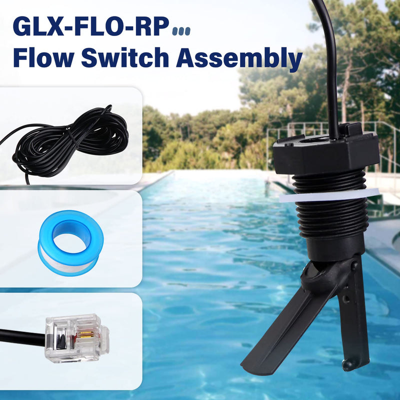 Glx-Flo-Rp Flow Switch for Hayward Goldline Aquarite Salt Systems, Pool Flow Sensor Suitable Hayward Salt Cell & Chlorine Generator, Flow Switch for Aqua Rite Swimming Pool Salt Cell with 15 Ft Cable 1 Black