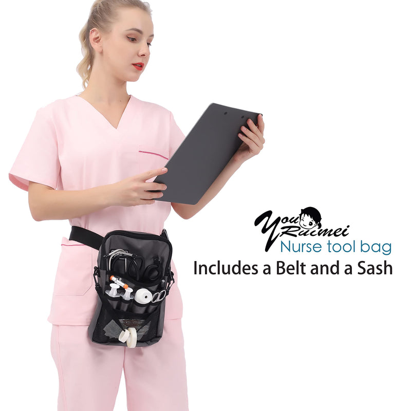 [Australia - AusPower] - Nurse Belt Organizer Pouch,Medical Fanny Pack for Nurses,Nurse Fanny Pack with Stethoscope Holder(YRHS-KB-Grey) Grey 