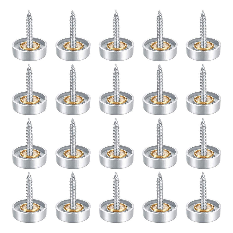 [Australia - AusPower] - 20Pcs Decorative Mirror Screws, Stainless Steel Screw Cap/Cover 16mm for Fasteners, Sign/Advertising Hardware, Nails, Construction, Tea Tables, Wardrobes Glass Furniture 3/5inch 