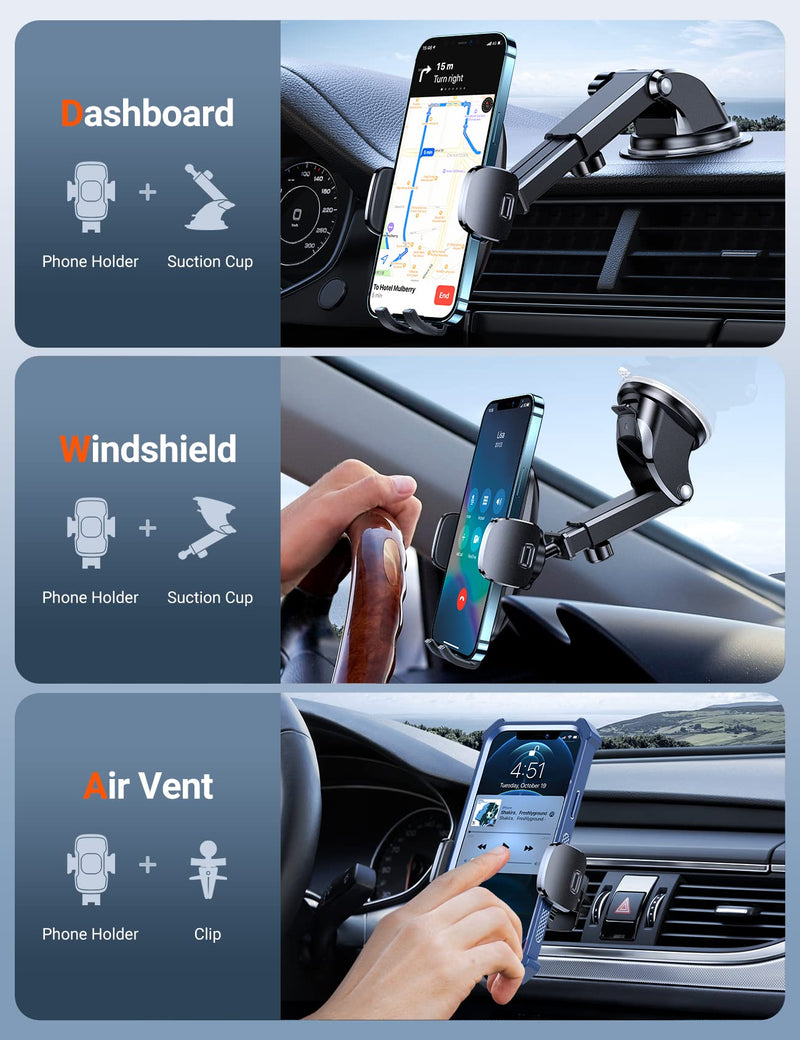 [Australia - AusPower] - TORRAS [Ultra-Durable Cell Phone Holder for Car, Universal Mount Dashboard Windshield Vent Compatible with iPhone 14 13 12 11 Pro Max, Samsung Galaxy S20+ Ultra S10 Note Plus classic Black 