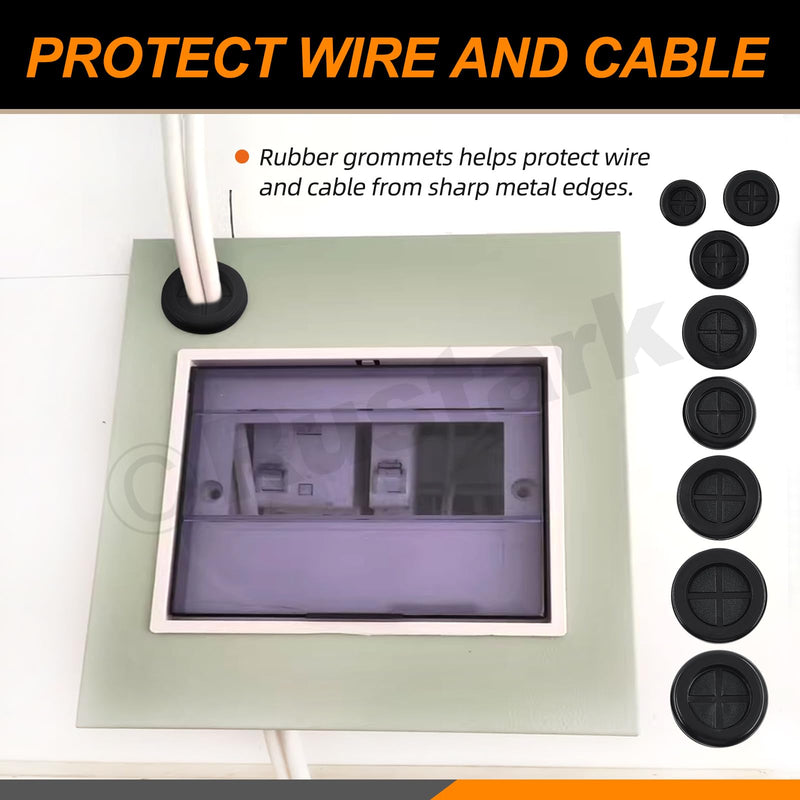 [Australia - AusPower] - 101Pcs 8 Sizes Black Double Sided Rubber Grommet Assortment Kit with Knife Drill Hole Rubber Grommet Rubber Plugs Wire Cable Grommet Firewall Hole Plugs for Holes Wiring 