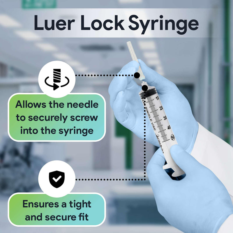 [Australia - AusPower] - 50 ml Syringe without Needle - 5 Pack of Individually Wrapped Disposable Syringes - Good for Medical, Scientific Lab, Home Use, and More - Sterile Luer Lock Syringes 50 ML 5.0 