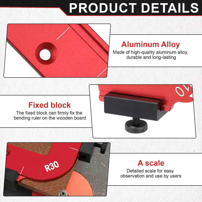 [Australia - AusPower] - Pack of 2 Red Router Jig Radius Stencil, Milling Template, Router, with Bearing Trimmer Blade, Suitable for R10 R15 R20 R25 R30 R35 R40 and R50 Radius Routing Templates - Precise Woodworking for 