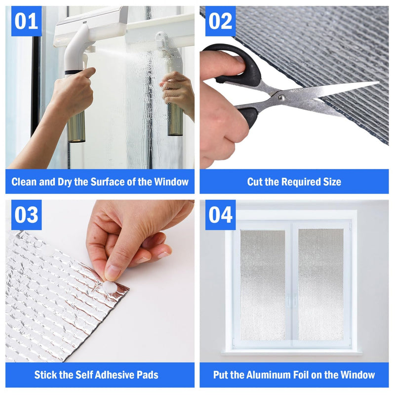 YoleShy Double Reflective Insulation 48 in X 10 FT RV Window Insulation for Summer Heat Reflective Window Film for Roof, Car, Garage Doors 48in x 10ft