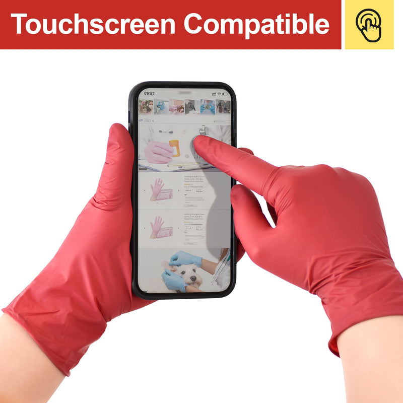 [Australia - AusPower] - Disposable Nitrile Exam Gloves, Medium, Box of 100, Burgundy, Latex-Free, Powder-Free, 3mil, Medical Grade, Food Safe, Non Sterile 