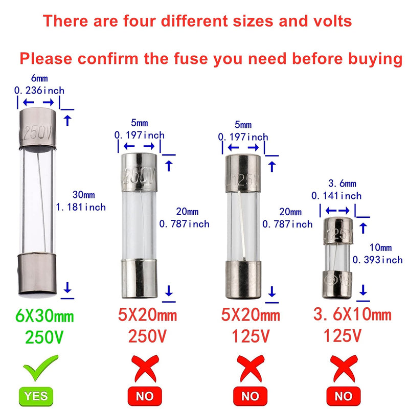 [Australia - AusPower] - BOJACK 6x30mm 15 A 15 amp 250 V 0.24x1.18 Inch Volt F15AL250V Fast-Blow Glass Fuses(Pack of 18 Pcs) 