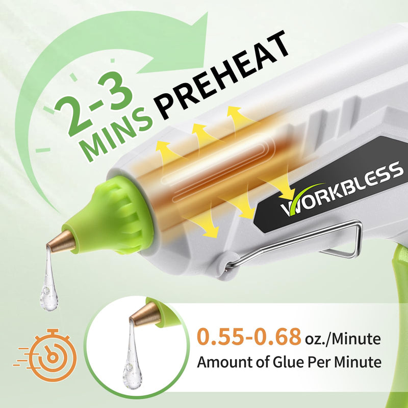 [Australia - AusPower] - WorkBless Hot Glue Gun, Dual Temp Glue Gun 60W/100W, Fast Heating Heavy and Duty Glue Gun with 20PCS Full Size Glue Sticks for Arts, Home Repair, Professional DIY & Industrial Use 