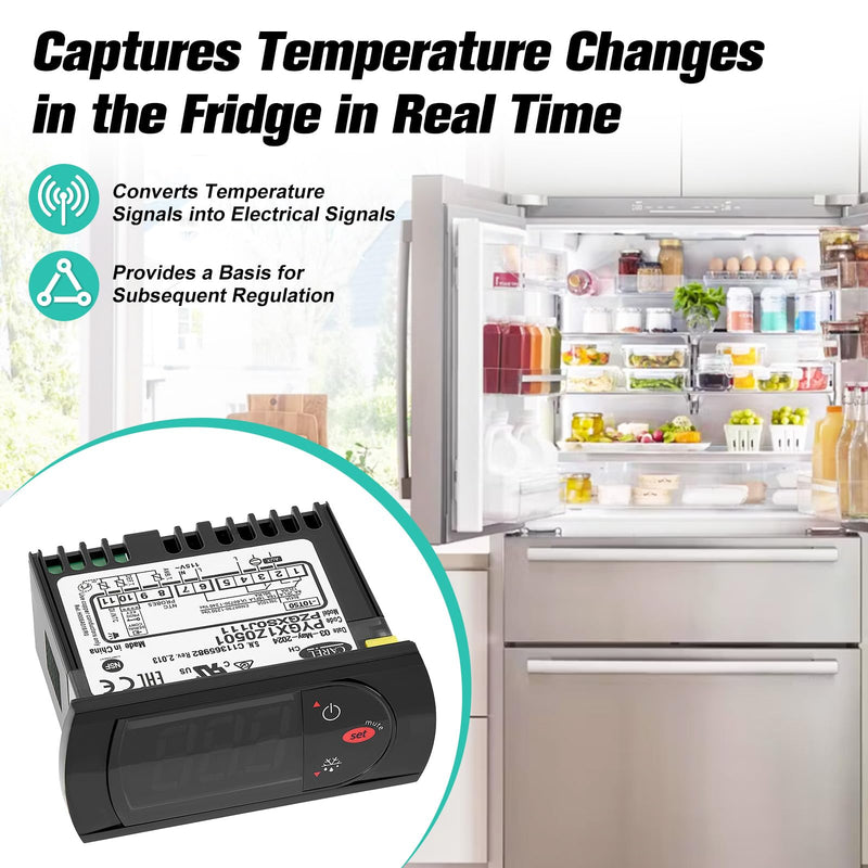 [Australia - AusPower] - PZGXS0J111 Temperature Thermostat with Temperature Sensor Probe, 115V Digital Temperature Controller Kit Compatible with Carel All Refrigerator Types 